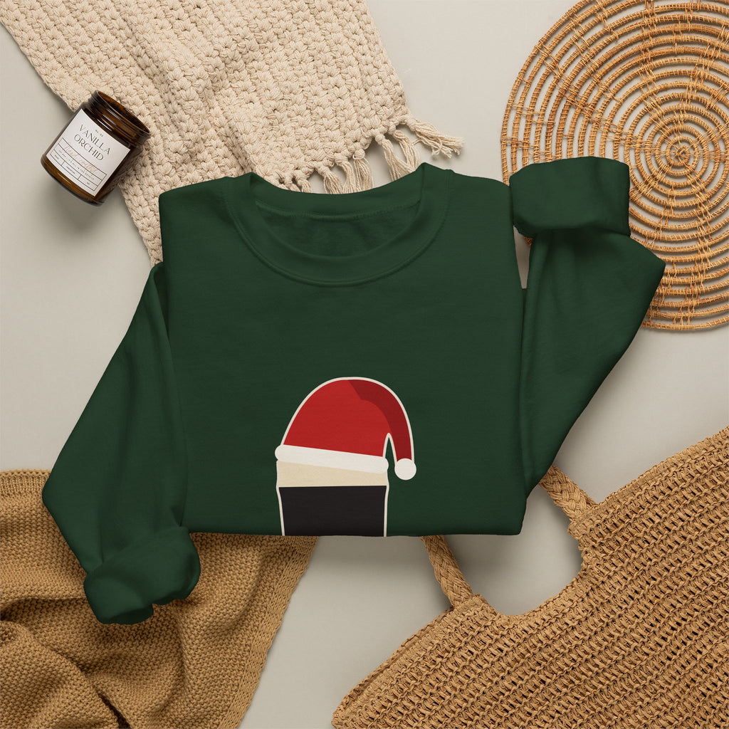 Merry Time Crewneck in Forest Green: styled flat lay