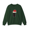Merry Time Crewneck in Forest Green: front, our pint wearing a Santa hat