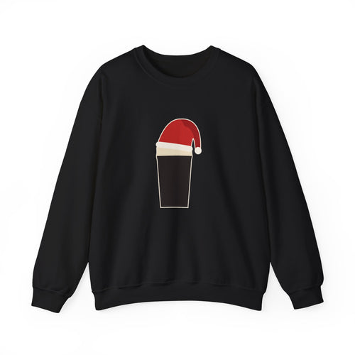 Merry Time Crewneck in Black: front, our pint wearing a Santa hat